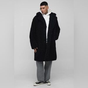Mend 3X black shaggy Sherpa overcoat / NEW